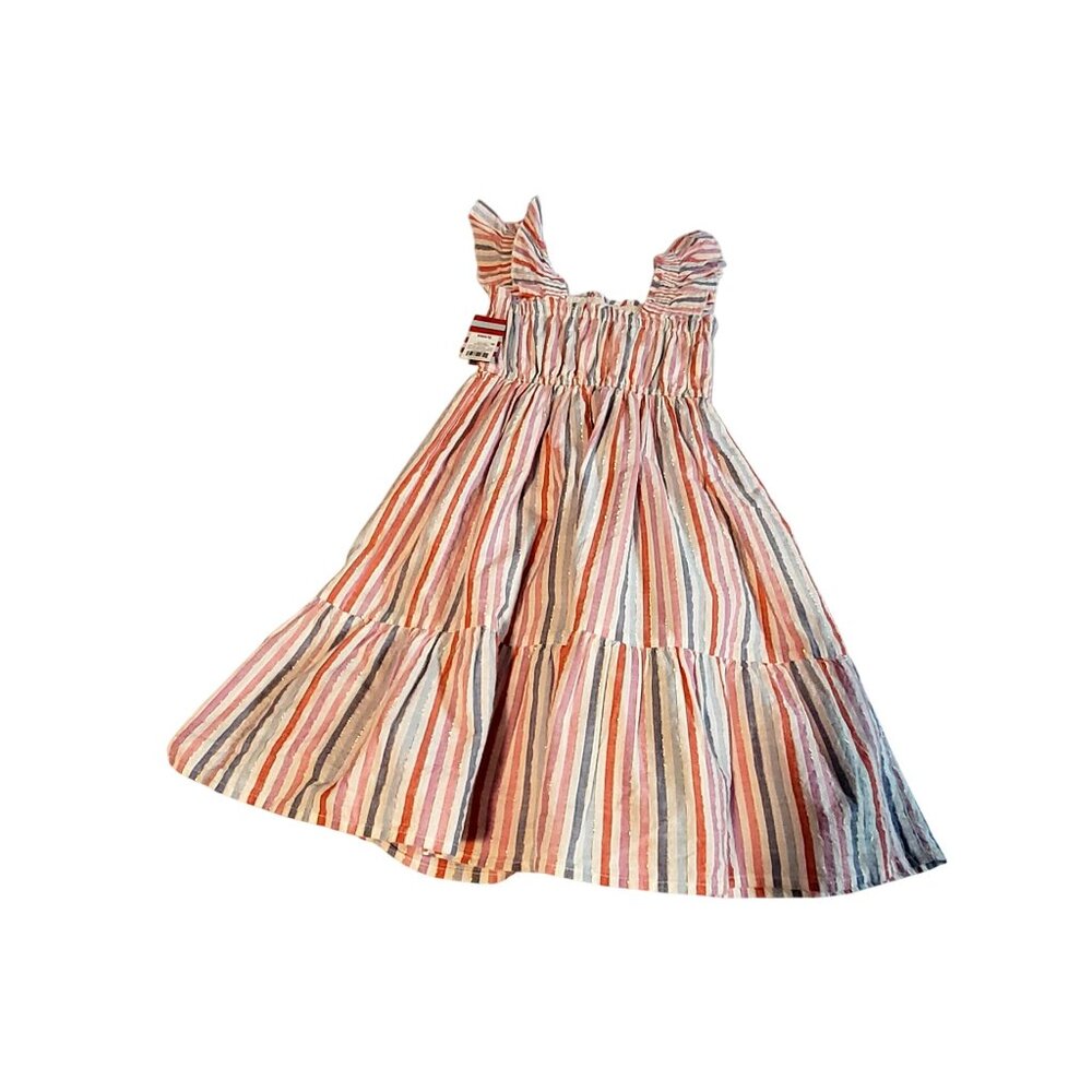 Cat & Jack  Size XS (4/5) Girls Striped Sleeveless Ruffle Maxi Dress 100% Cotton - Picture 2 of 9
